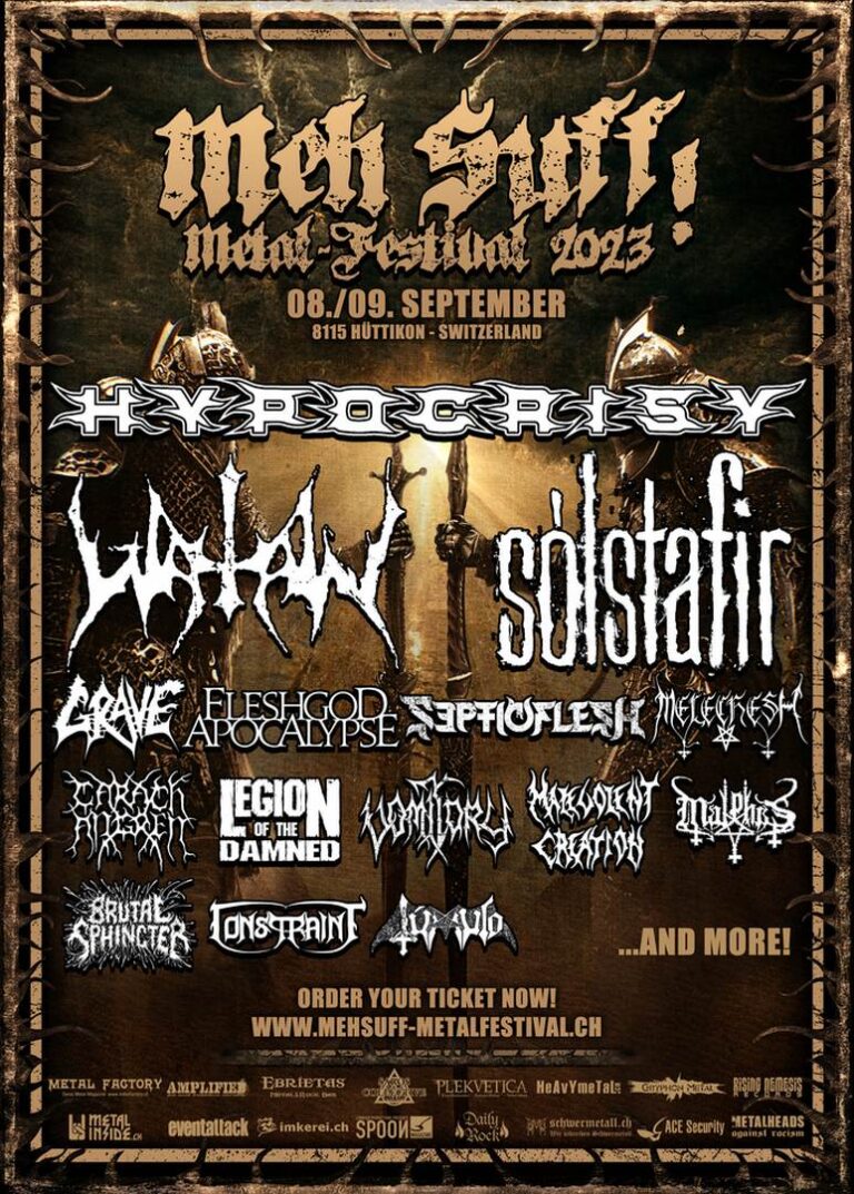 Meh Suff! Festival 2023 Flyer auf dem Metal Web-Fanzine der Schweiz ϟ ...